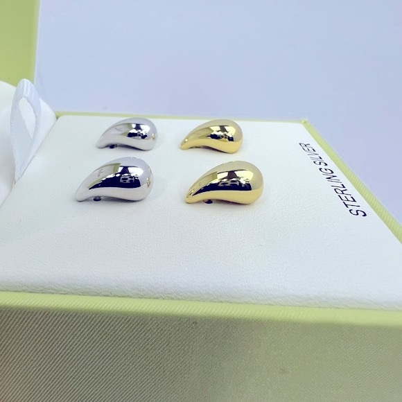 CHARLOTTE & LEXI,WOMENS TEAR DROP EARRINGS,STERLING SILVER, GOLD & SILVER COLORS - Picture 5 of 16